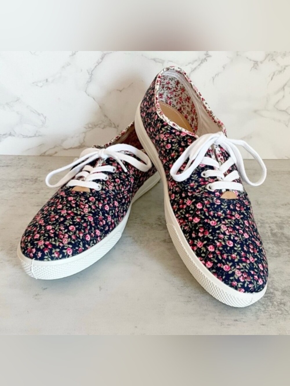 Hotter Comfort Concept Mabel Floral Canvas Sneakers Laceup Size 10